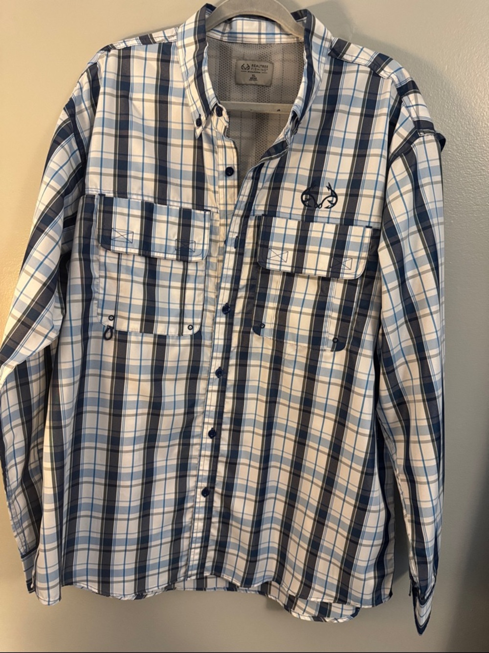 Realtree Plaid Button-Down Shirt - Blue, White, Gray